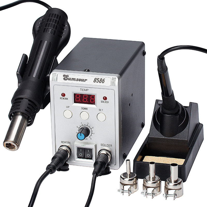 Smd Rework Station Hot Air Soldering 2 In 1 - 8586 700 واط 2 في 1