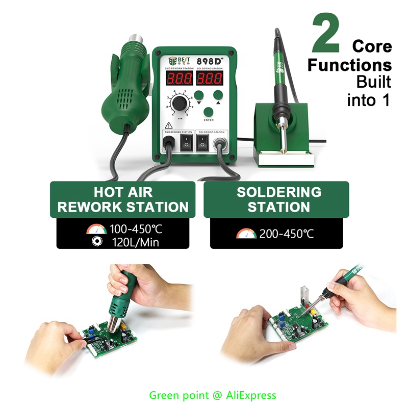 Smd Rework Station Hot Air Soldering 2 In 1 - BST-898D + LED عرض 2 في