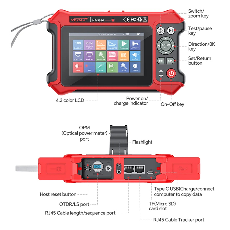جهاز اختبار NOYAFA OTDR IPC 13 - مراجعة Optical Time Domain Reflectometer Otdr 1310 1550Nm وسعره