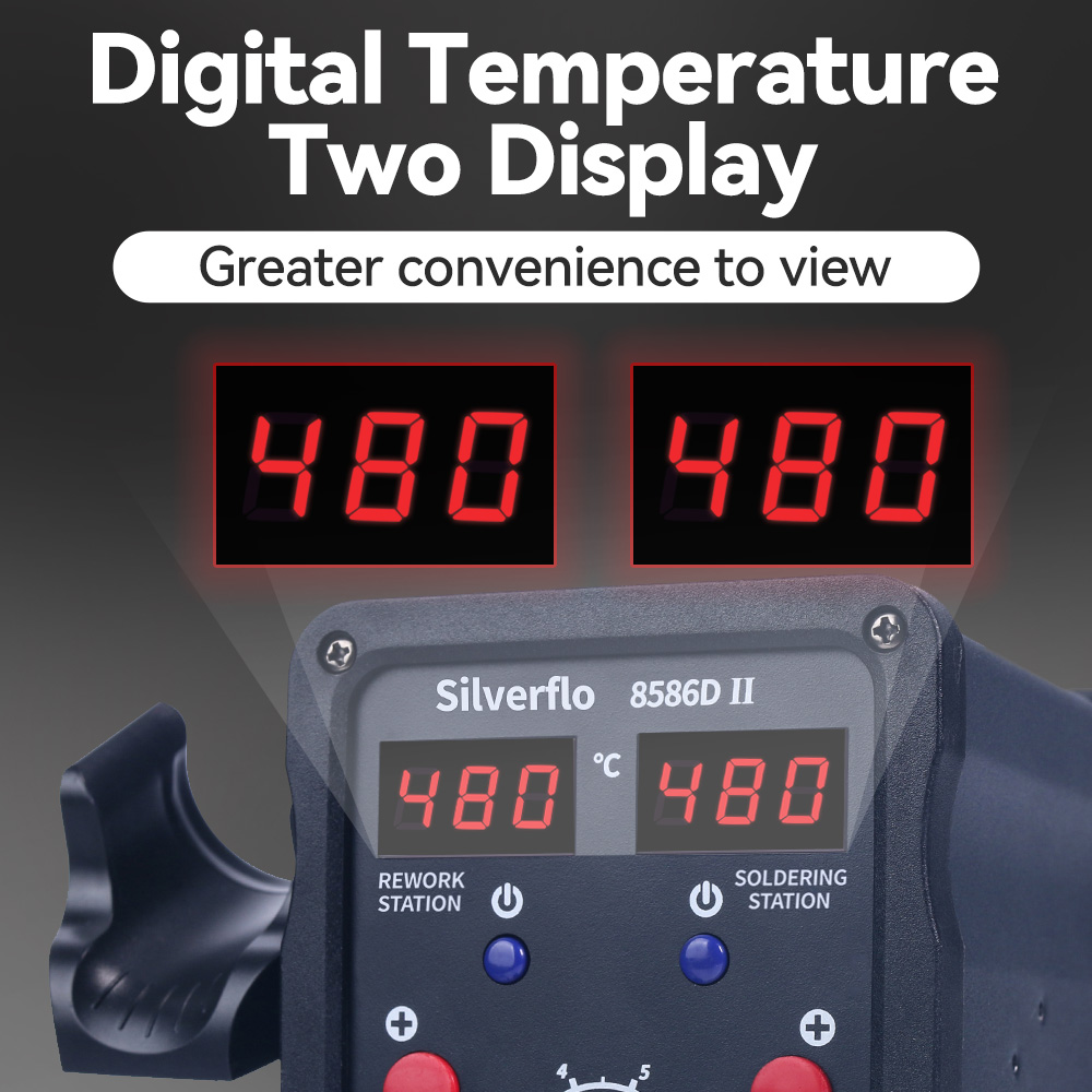 محطة لحام Silverflo 8586D 2 في - مراجعة Smd Rework Station Hot Air Soldering 2 In 1 وسعره