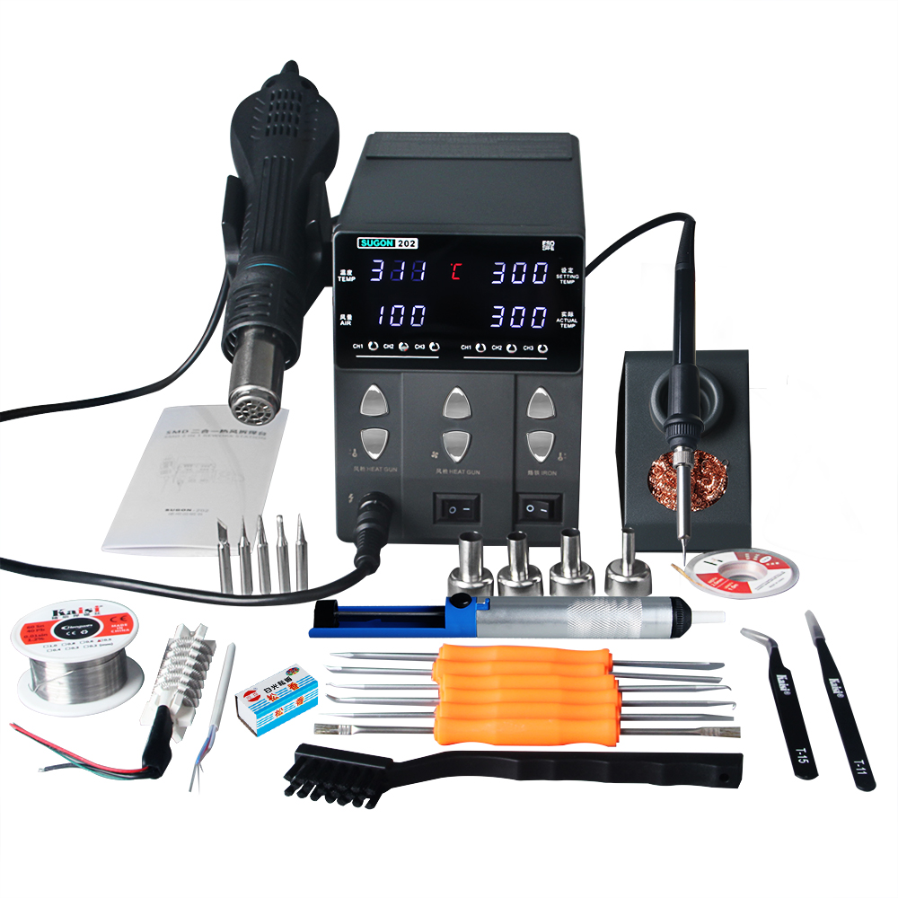 SUGON-202 760 واط 2 في 1 لحام  - مراجعة Smd Rework Station Hot Air Soldering 2 In 1 وسعره