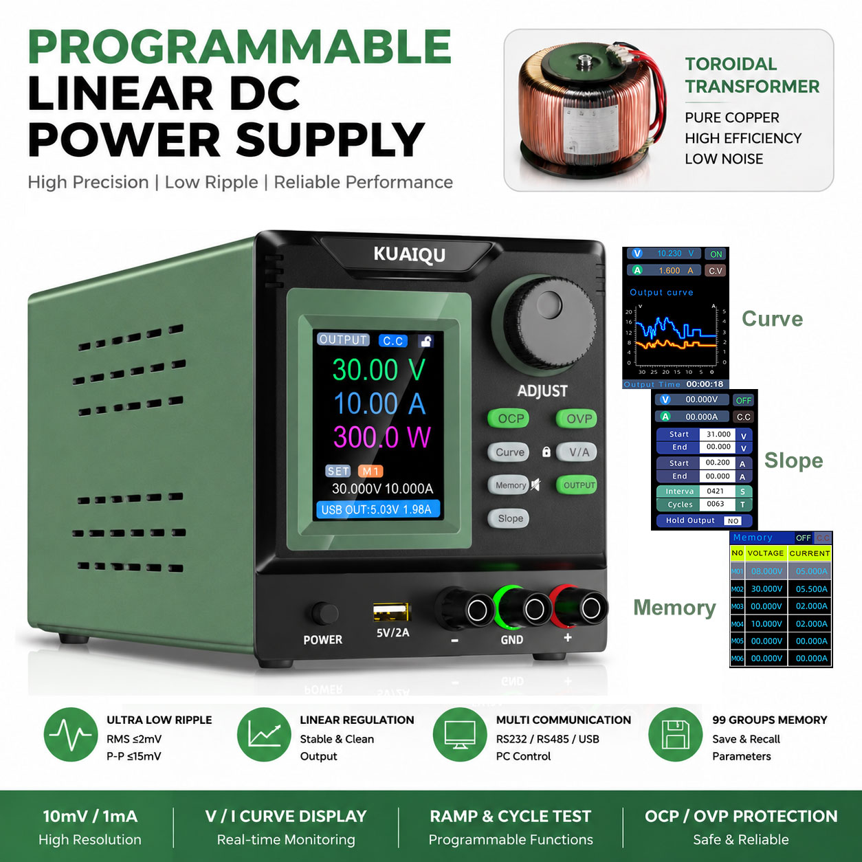 مصدر طاقة خطي منخفض الضوضاء 30 - مراجعة Programmable Linear Dc Power Supply 30V 10A وسعره