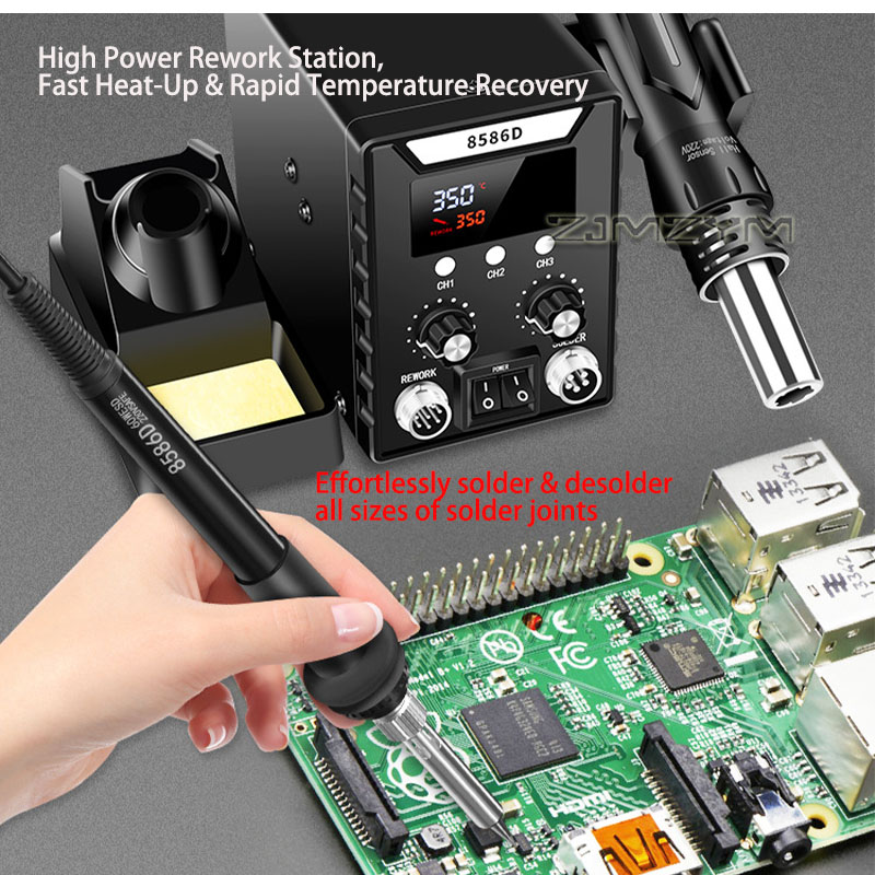 محطة لحام رقمية 2 في 1 بالهواء - مراجعة Smd Rework Station Hot Air Soldering 2 In 1 وسعره