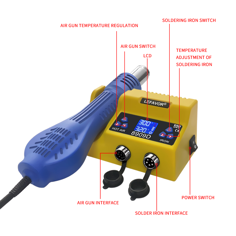 محطة لحام رقمية 2 في 1، مكواة  - مراجعة Smd Rework Station Hot Air Soldering 2 In 1 وسعره