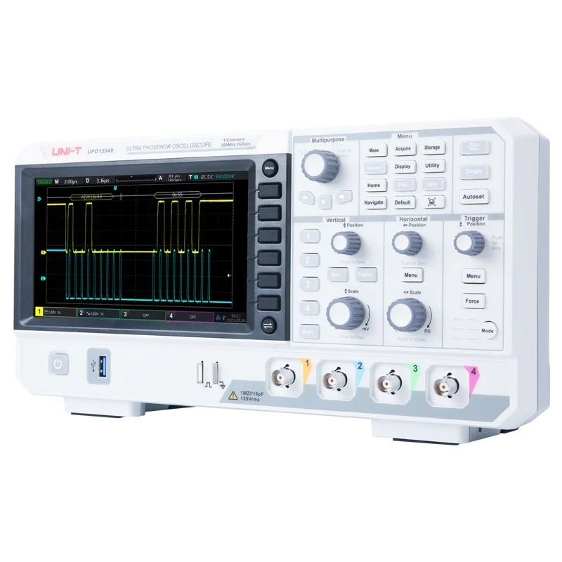 جهاز راسم ذبذبات رقمي UPO1104X - مراجعة Digital Storage Oscilloscope 4 Channel 100Mhz وسعره