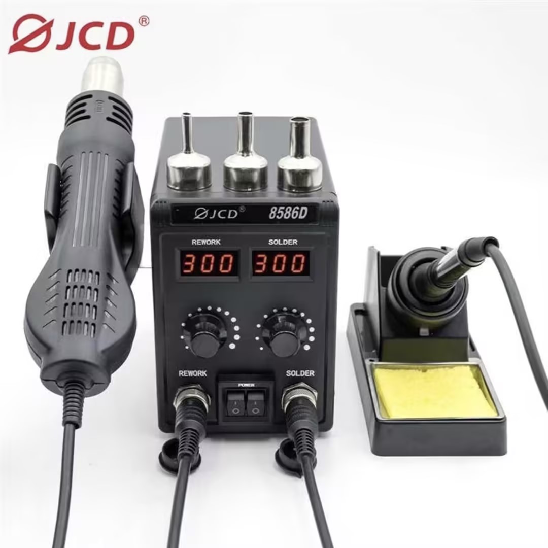 JCD 8586D 2 في 1 محطة لحام مسد - مراجعة Smd Rework Station Hot Air Soldering 2 In 1 وسعره