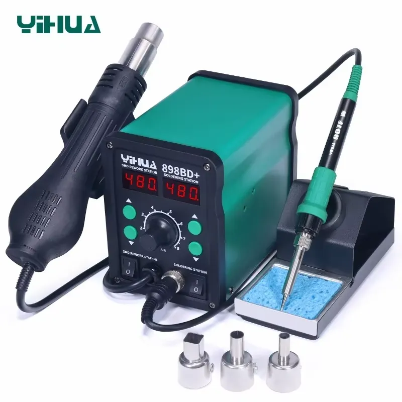 محطة لحام وفك لحام YIHUA 898BD - مراجعة Smd Rework Station Hot Air Soldering 2 In 1 وسعره